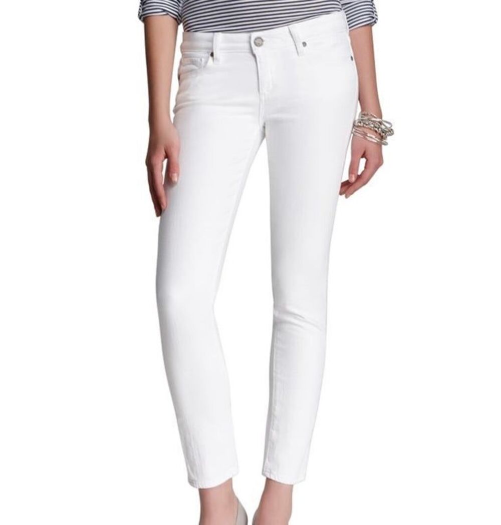 PAIGE Skyline Ankle Peg White Mid Rise Skinny Stretch Denim Jeans 27